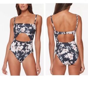Sanctuary NEW Floral Night InThe Jungle Spliced Banded 1 Piece Bikini Swimsuit L